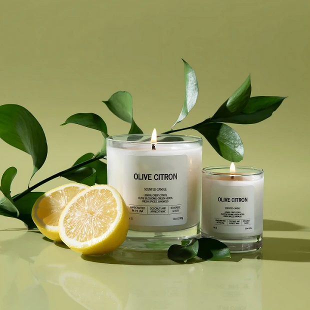 olive citron scented candles